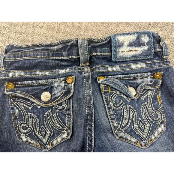 MEK Denim Jeans Women W24 L34 Blue Oaxaca Bootcut Stretch Back Embroidery - Picture 2 of 13